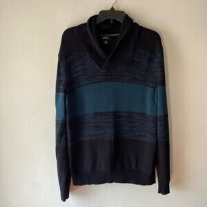 Alfani Cotton Mens Shawl Neck Sweater SZ M Preppy Cabin Grandpa Core Classic Fit